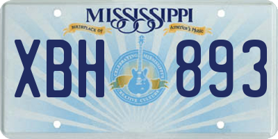 MS license plate XBH893