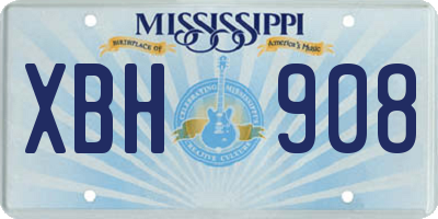 MS license plate XBH908