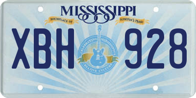 MS license plate XBH928