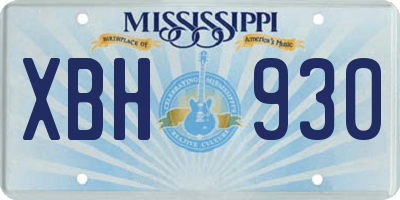 MS license plate XBH930
