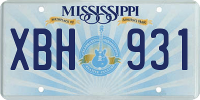 MS license plate XBH931
