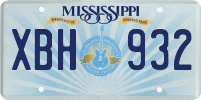 MS license plate XBH932