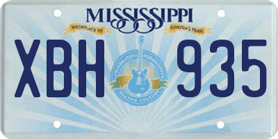 MS license plate XBH935