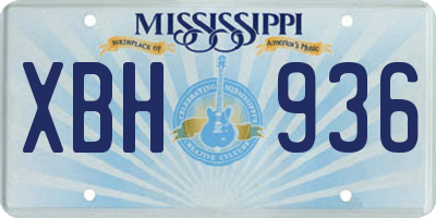 MS license plate XBH936