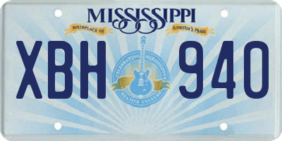 MS license plate XBH940