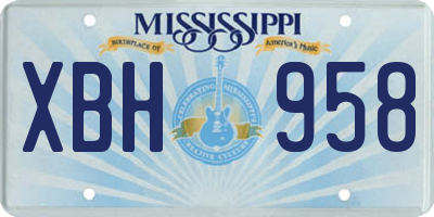MS license plate XBH958