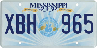 MS license plate XBH965