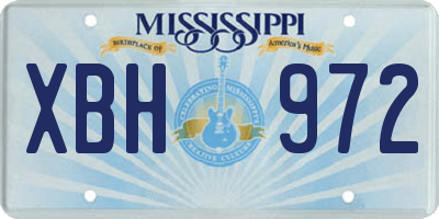 MS license plate XBH972