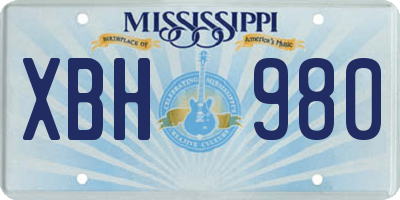 MS license plate XBH980