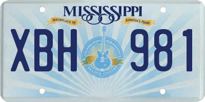 MS license plate XBH981