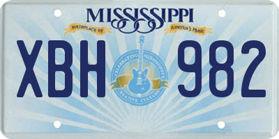 MS license plate XBH982