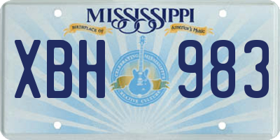 MS license plate XBH983