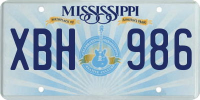 MS license plate XBH986
