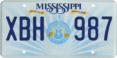 MS license plate XBH987