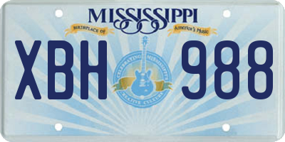 MS license plate XBH988
