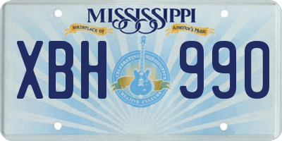 MS license plate XBH990