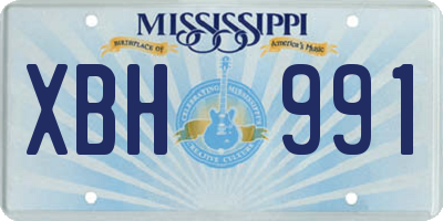MS license plate XBH991