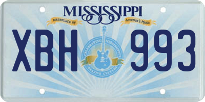 MS license plate XBH993