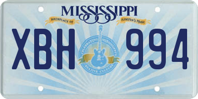 MS license plate XBH994