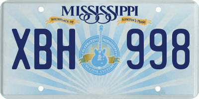 MS license plate XBH998