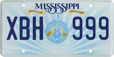 MS license plate XBH999