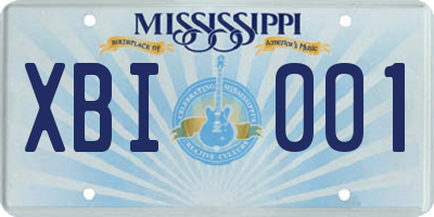 MS license plate XBI001