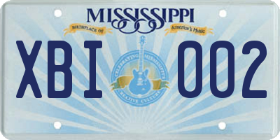 MS license plate XBI002