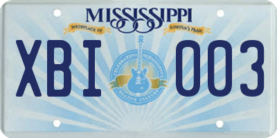 MS license plate XBI003