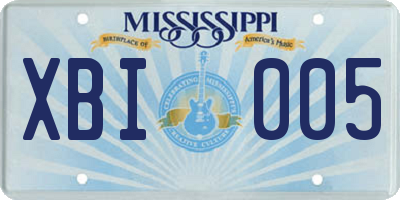MS license plate XBI005