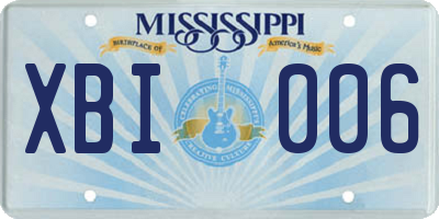 MS license plate XBI006
