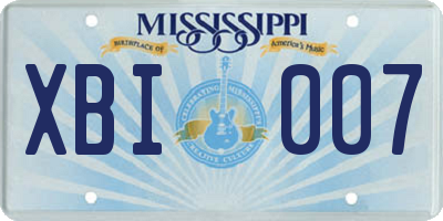 MS license plate XBI007
