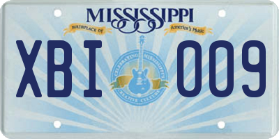 MS license plate XBI009