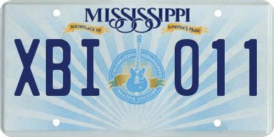 MS license plate XBI011
