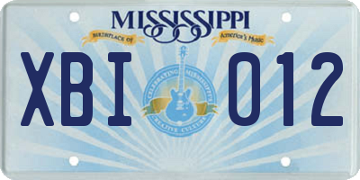 MS license plate XBI012