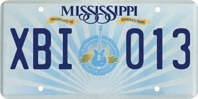 MS license plate XBI013