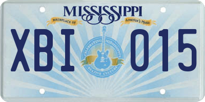 MS license plate XBI015