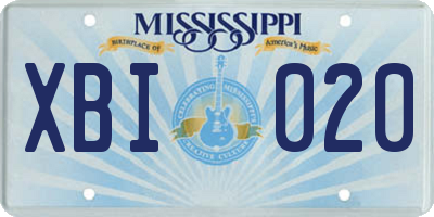 MS license plate XBI020