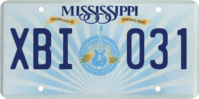 MS license plate XBI031
