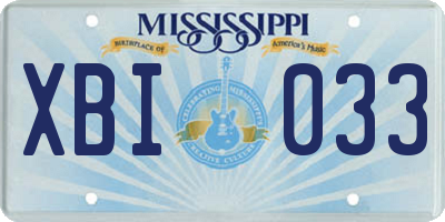 MS license plate XBI033