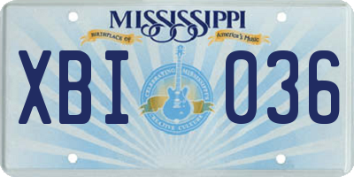 MS license plate XBI036