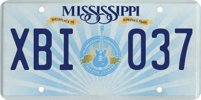 MS license plate XBI037