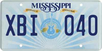 MS license plate XBI040