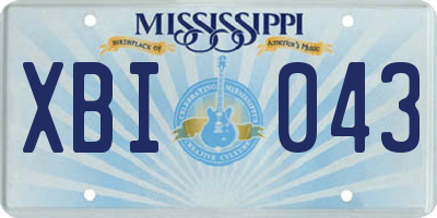 MS license plate XBI043