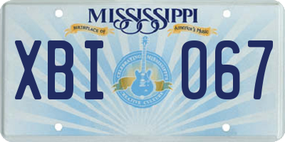 MS license plate XBI067