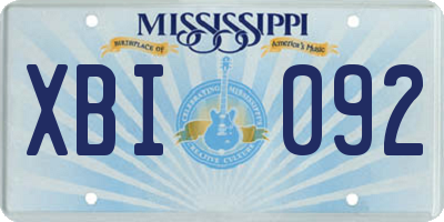 MS license plate XBI092