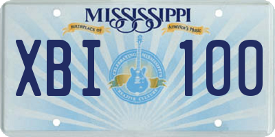 MS license plate XBI100