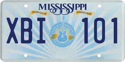 MS license plate XBI101