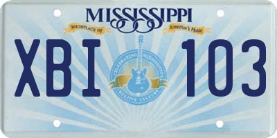 MS license plate XBI103
