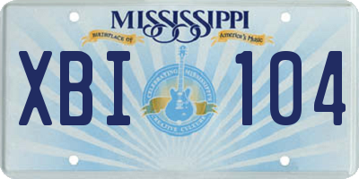 MS license plate XBI104