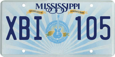 MS license plate XBI105